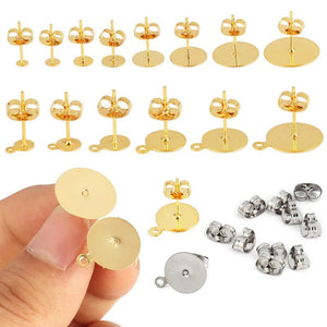 Stainless Steel Studs Base Earrings Findings for DIY Jewelry Making
