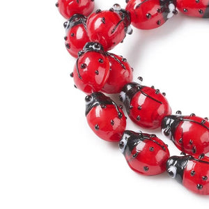 20pcs/Strand Red Ladybug Lampwork Beads for DIY Jewelry Making