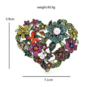 Colorful Rhinestone Heart Brooch Pin for Women Unisex