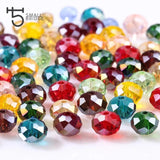 Clear Faceted Rondelle Crystal Beads 8mm Flat Round Glass Loose Spacer Bead