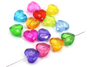 Mixed Colour Transparent Acrylic Heart Beads Charms