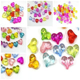 Mixed Colour Transparent Acrylic Heart Beads Charms