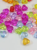 Mixed Colour Transparent Acrylic Heart Beads Charms