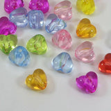 Mixed Colour Transparent Acrylic Heart Beads Charms