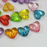Mixed Colour Transparent Acrylic Heart Beads Charms