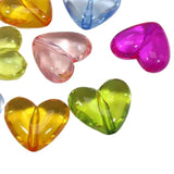 Mixed Colour Transparent Acrylic Heart Beads Charms