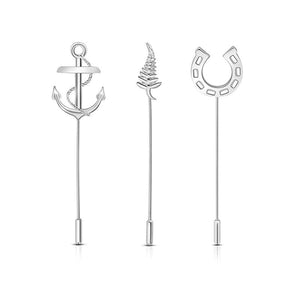 Men's Suit Pins Brass Brooches Silver