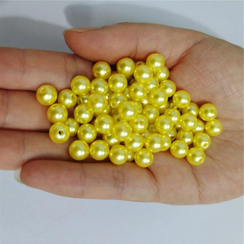 3-12mm Straight Hole Round Plastic Pearl Beads