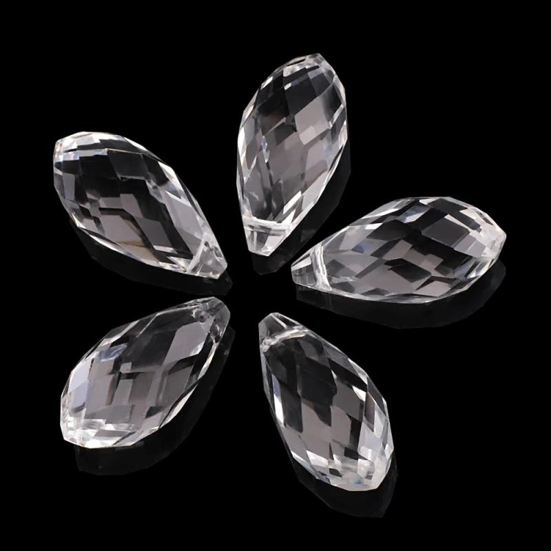 12x25mm Green Crystal Drop Pendant Glass Teardrop Beads DIY Charm Necklace