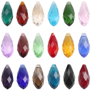 12x25mm Green Crystal Drop Pendant Glass Teardrop Beads DIY Charm Necklace