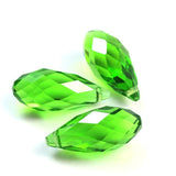 12x25mm Green Crystal Drop Pendant Glass Teardrop Beads DIY Charm Necklace