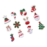12pcs Christmas Brooches Mixed Santa Socks Tree Collar Badges Lapel Pin