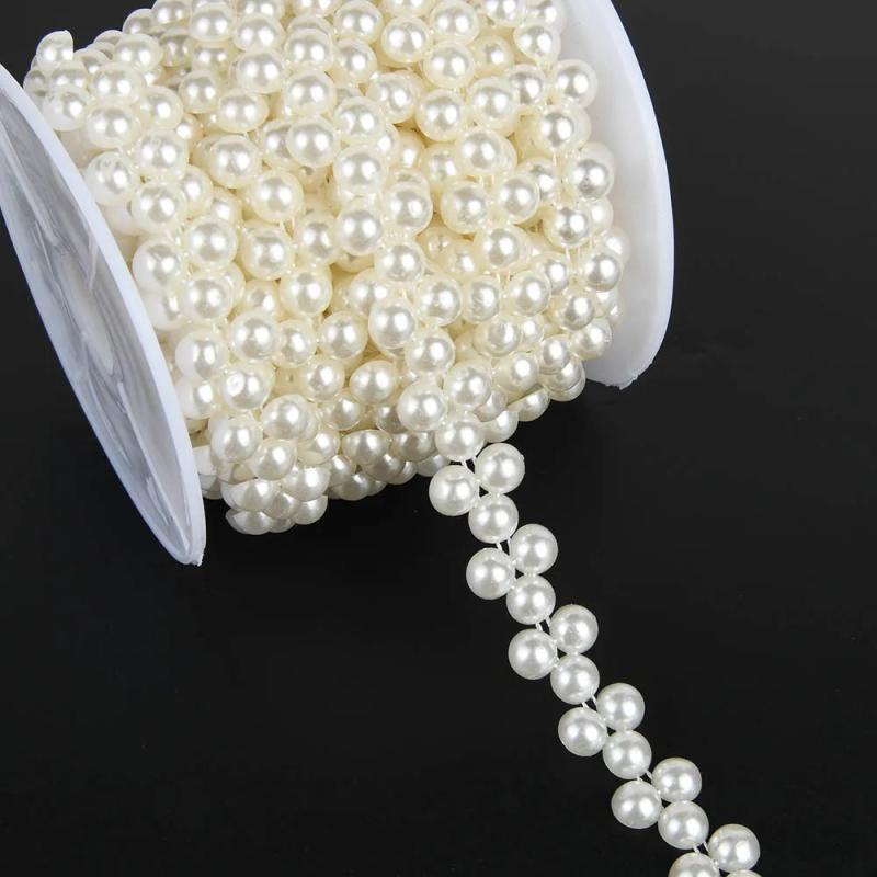 Double Cotton Pearls Bead Chain Trim for Party