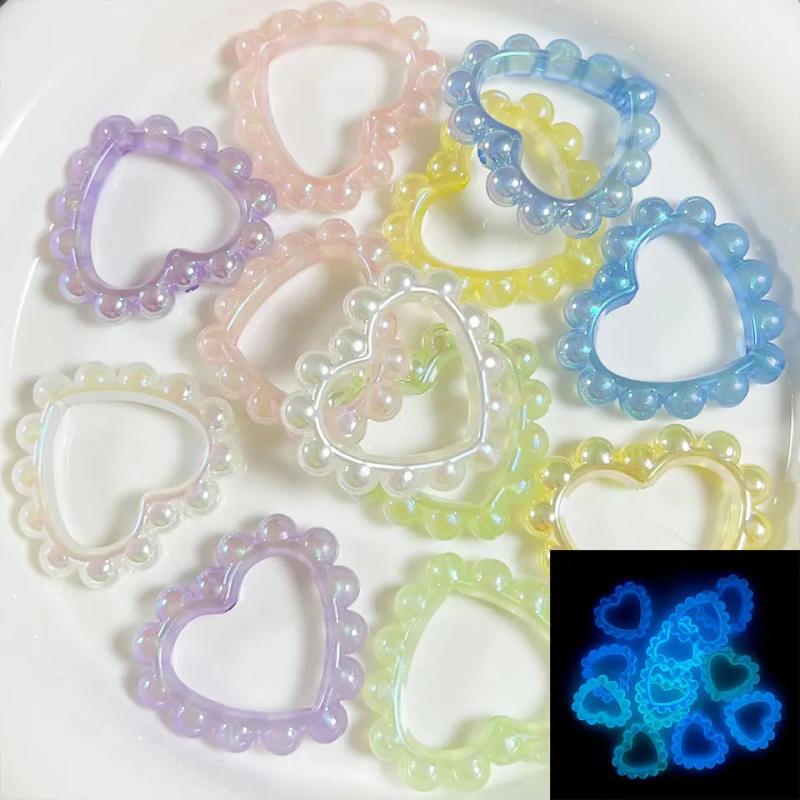 Mermaid Glow Heart Spacer Beads for Jewelry Making DIY Decoration
