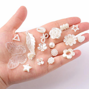 50g Mix Styles ivory ABS Resin Pearl rose Flower Bow Charms