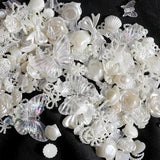 50g Mix Styles ivory ABS Resin Pearl rose Flower Bow Charms