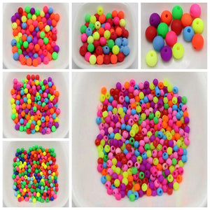 Frost Neon Acrylic Round Beads 3-10mm Smooth Ball