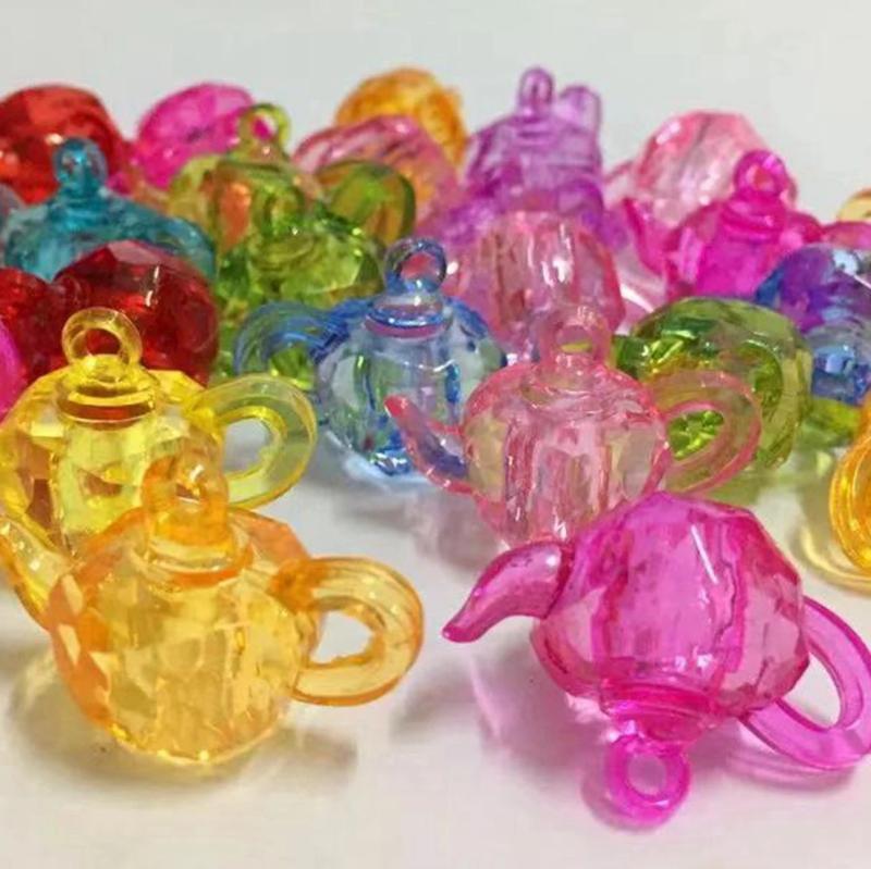 25 Mixed Colour Acrylic Teapot Charms 32X22mm Kids Craft