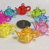 25 Mixed Colour Acrylic Teapot Charms 32X22mm Kids Craft