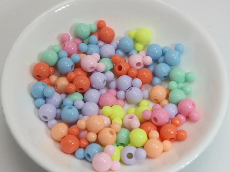DIY Mixed Pastel Acrylic Mouse Face Beads 8mm 10mm 12mm Jewelry Make