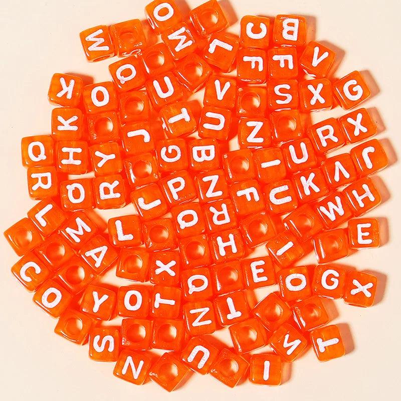 100pcs 6mm Square Mixed Letter Acrylic Beads Alphabet for Jewelry Making