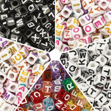 100pcs 6mm Square Mixed Letter Acrylic Beads Alphabet for Jewelry Making