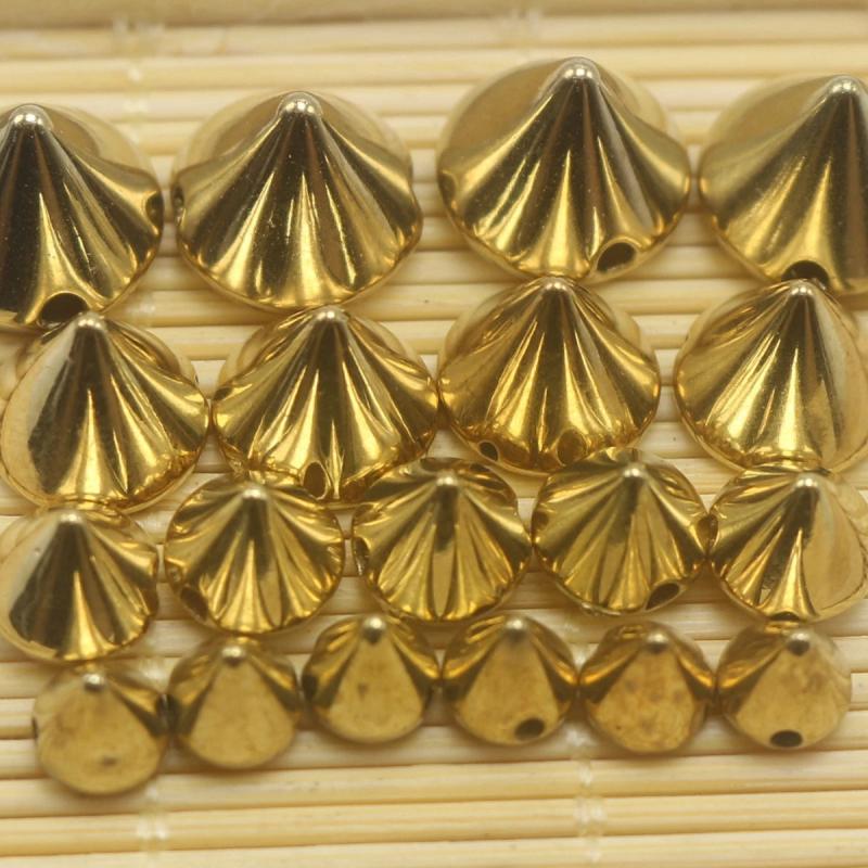 Metallic Silver/Gold Acrylic Rock Punk Spike Taper Stud Beads 6-12mm