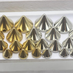 Metallic Silver/Gold Acrylic Rock Punk Spike Taper Stud Beads 6-12mm