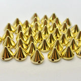 Metallic Silver/Gold Acrylic Rock Punk Spike Taper Stud Beads 6-12mm