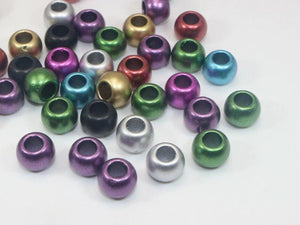100 Mixed Metallic Round Pony Beads 12mm 10mm Kids Craft