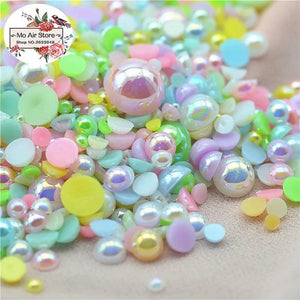 500pcs AB Multicolor Round Pearl Beads Mix Size 3-12mm