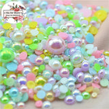 500pcs AB Multicolor Round Pearl Beads Mix Size 3-12mm