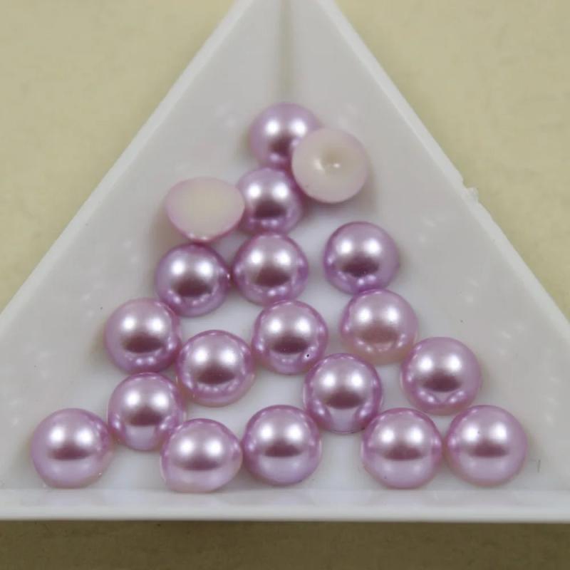 250pcs 8mm Light Purple Pearl Acryl Half Ball for Garment Wedding