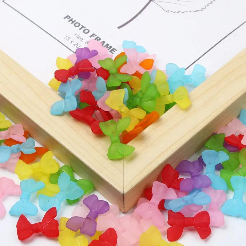 50/100pcs Bow Tie Shape Beads in Candy Colors Acrylic for DIY Jewelry Making
