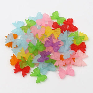 50/100pcs Bow Tie Shape Beads in Candy Colors Acrylic for DIY Jewelry Making