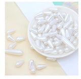 100pcs White/Ivory ABS Pearl Water Drops Beads Jewelry Spacer Bead