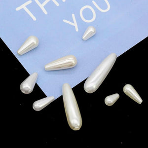 100pcs White/Ivory ABS Pearl Water Drops Beads Jewelry Spacer Bead