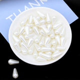 100pcs White/Ivory ABS Pearl Water Drops Beads Jewelry Spacer Bead
