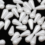 100pcs White/Ivory ABS Pearl Water Drops Beads Jewelry Spacer Bead