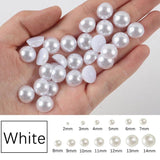 ABS Pearl Beads Flat Back Half Round Stones 2mm-14mm