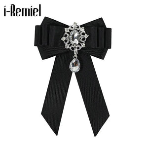 Red Velvet Ribbon Bowtie Bow Brooch Collar Pins And Brooches