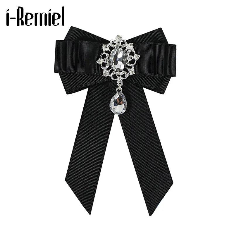 Red Velvet Ribbon Bowtie Bow Brooch Collar Pins And Brooches