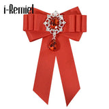 Red Velvet Ribbon Bowtie Bow Brooch Collar Pins And Brooches