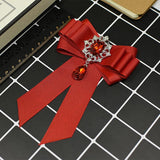 Red Velvet Ribbon Bowtie Bow Brooch Collar Pins And Brooches