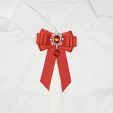 Red Velvet Ribbon Bowtie Bow Brooch Collar Pins And Brooches