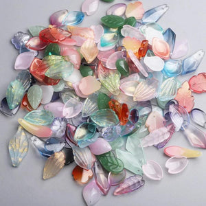 50g Mixed Flower Beads Petal Pendants Charms Czech Glass Loose Beads