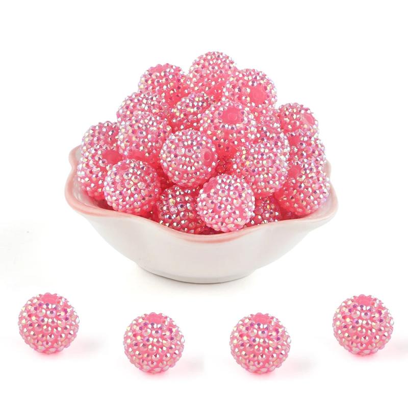 10/20Pcs Resin Bayberry Ball Rhinestone Acrylic Beads For Jewelry Charms