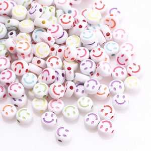 100 PCS Yellow DIY Smile Bead Parts Letters