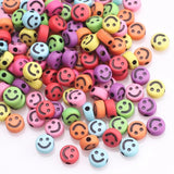 100 PCS Yellow DIY Smile Bead Parts Letters