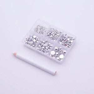 6 Grid Set Colorful Flatback Pearl Beads Nail Art DIY Decoration